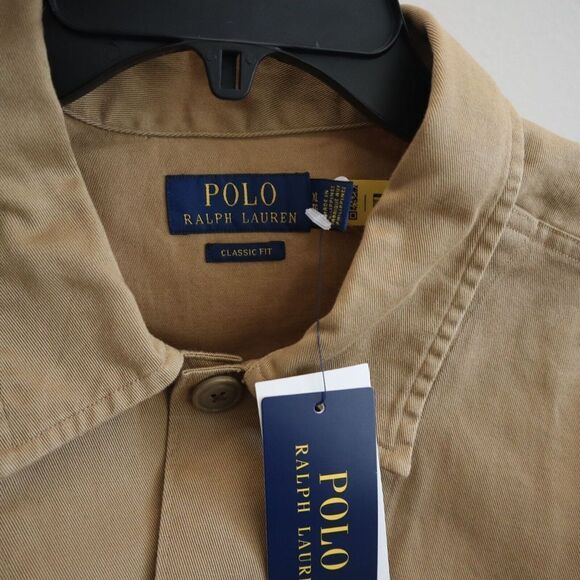 Polo Ralph Lauren Men Sz XL Luxury Beige Classic Fit Twill Utility Overshirt $19 - Picture 4 of 9